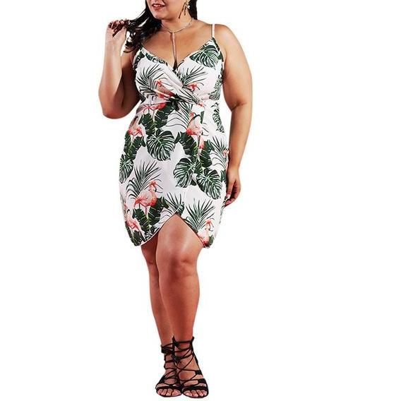 Plus Size Slip V-Neck Backless Dress