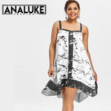 Marble Pattern Asymmetrical Dress