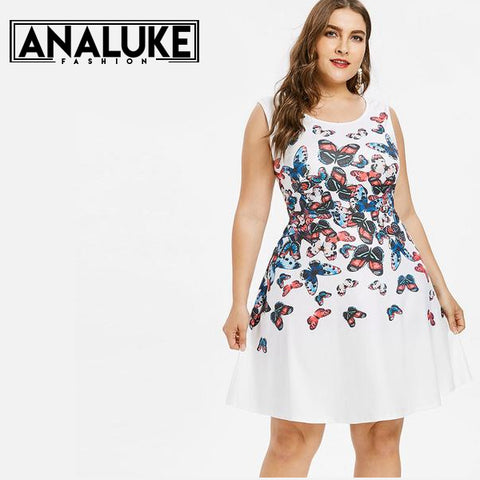 Butterfly Print A-Line Dress