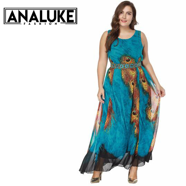 Blue Maxi Dress  printed Motifs