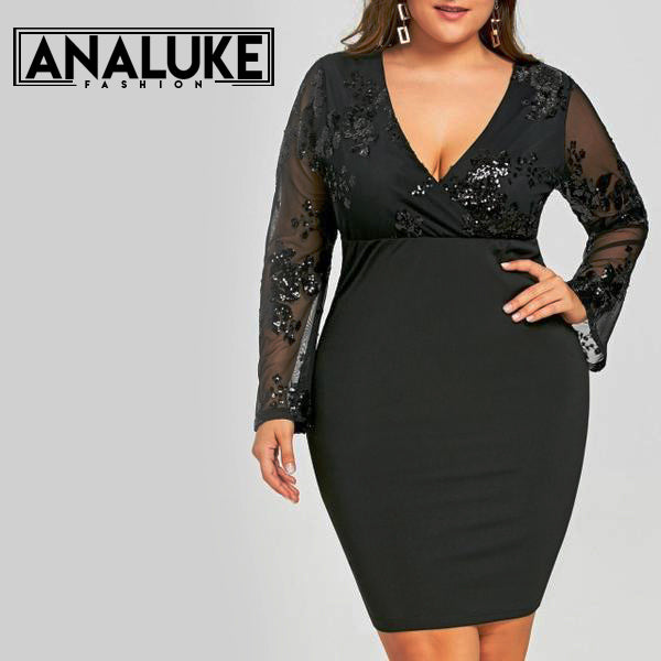 Big Size Long Sleeve Lace Dress