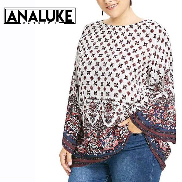 Plus Size Ethnic Printed Blouse