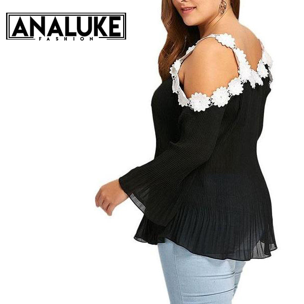 Plus Size Lace Flower Blouse