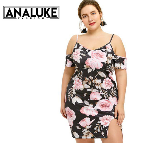 Slit Floral Printed Sexy Party Dress