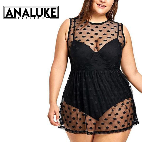 Plus Size Polka Dots Swimsuit