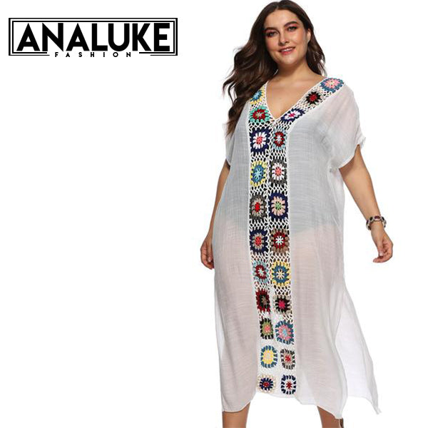 Boho Printed See Through White Dress