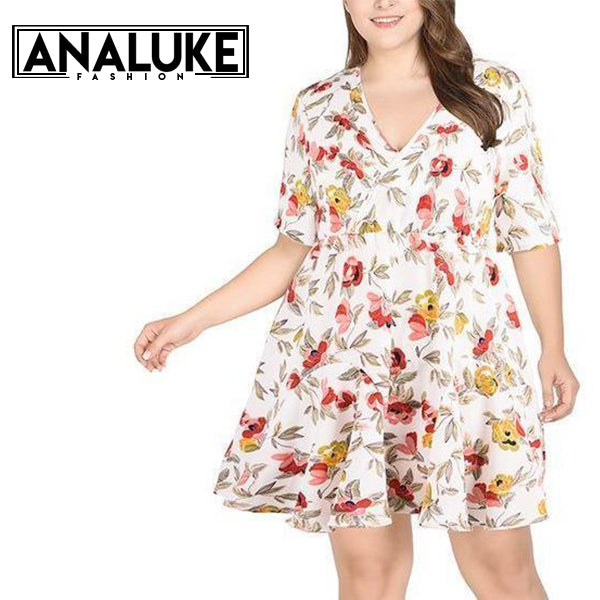 Plus Size Sexy Flower Short Dress