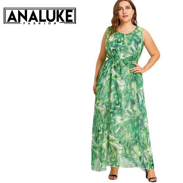 Boho Print Plus Size Maxi Dress