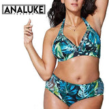 Big Size Printed Leaf Swimwear