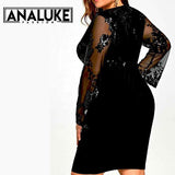 Big Size Long Sleeve Lace Dress