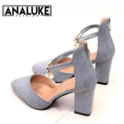 Big Size Elegant Flock Shoes High Heels