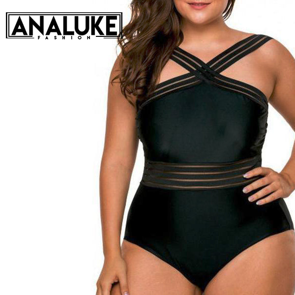 Big Size Sexy Bandage Black Swimwear