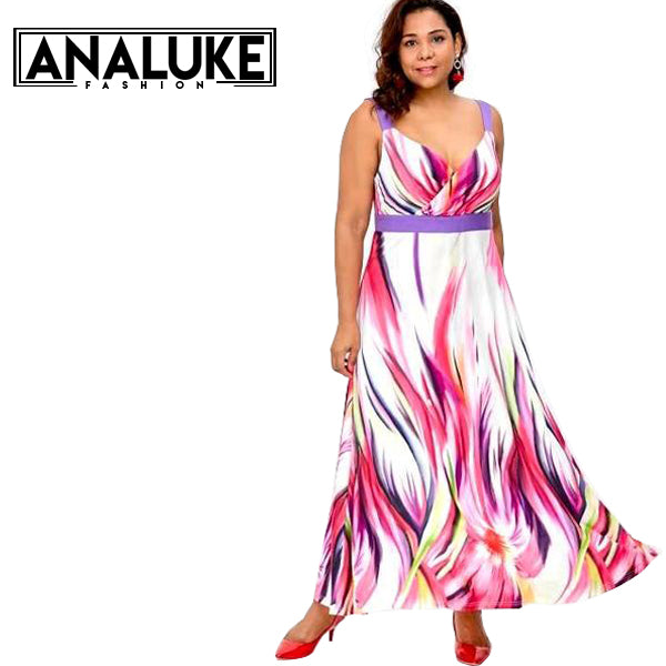 Multi Color Abstract Print Maxi Dress