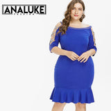 Plus Size Boat Neck Mermaid Dress