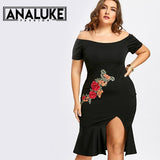 Embroidery Front Slit Mermaid Dress