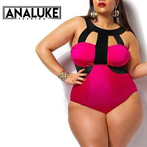 Plus Size Patchwork Cut Out Swimwear