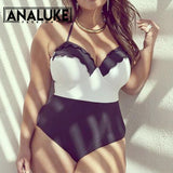 Plus Size Black & White Swimsuit