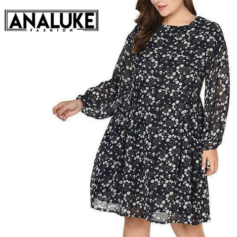 Big Size Printed Small Flower Dress