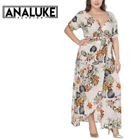 Plus Size Printed Floral Maxi Dress