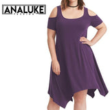 Big Size Purple Off Shoulder Dress