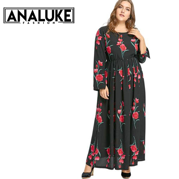 Plus Size Tulip Floral Boho Maxi Dress