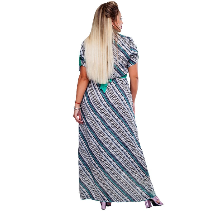 Short Sleeve Loose Stripe Party Dress