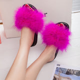 Sweet Thick Feather Slippers