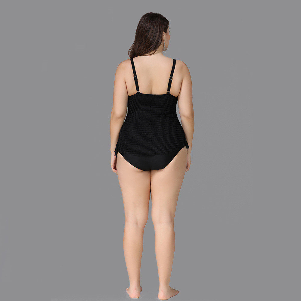 Slim Solid Black One-piece Swimsuit