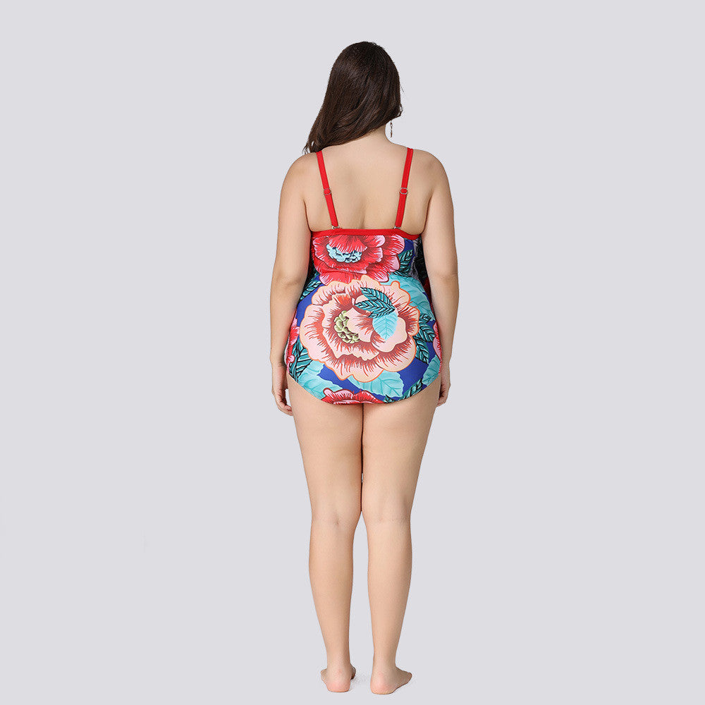 Backless Colorful Flower Swimwear