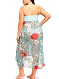 Slit Strapless Floral Beach Maxi Dress
