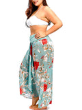 Slit Strapless Floral Beach Maxi Dress
