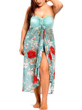 Slit Strapless Floral Beach Maxi Dress
