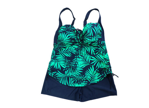 Printed Leaf Sexy Back Tied Swimsuit