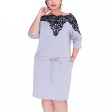 O-neck Lace Stretchy Knee Length Dress