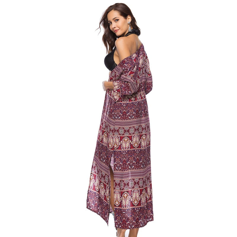 Plus size Bohemian Vintage Floral Cardigan