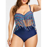 Big Size Tassel High Waisted Swimsuit