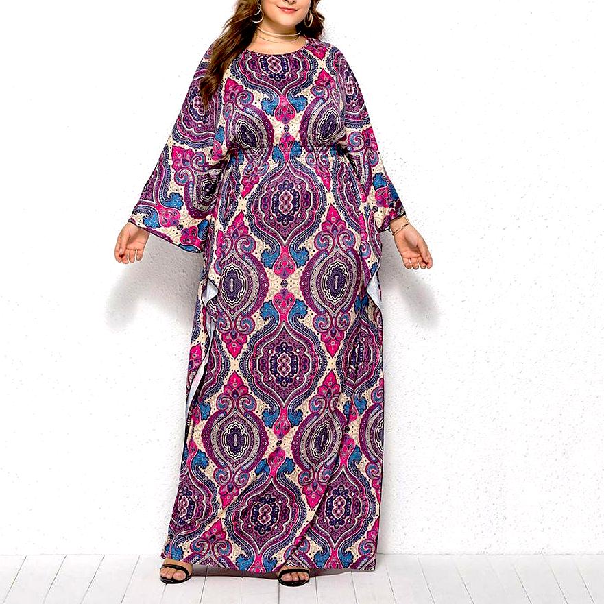 Big Size Swing Batwing Sleeve Long Dress