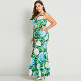 Green Mermaid Floral Patchwork Dress