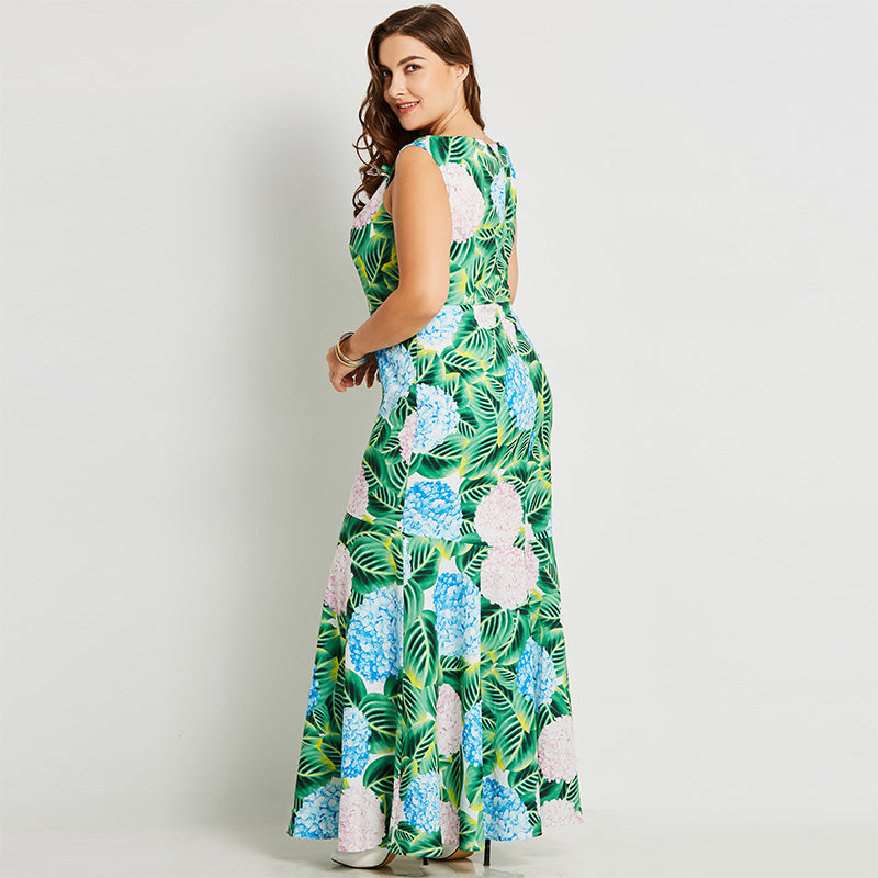 Green Mermaid Floral Patchwork Dress