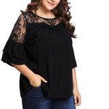 Black Lace Floral Blouse