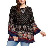 Plus Size Ethnic Printed Blouse