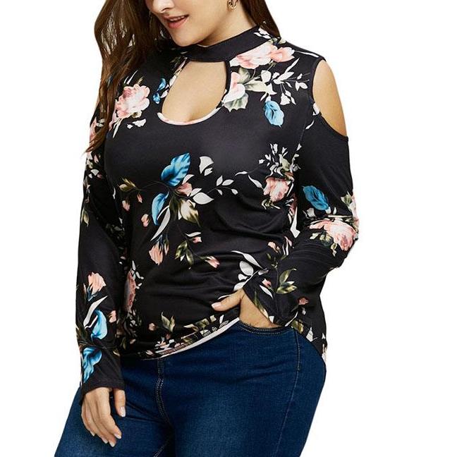 Plus Size Sexy Floral Printed Blouse