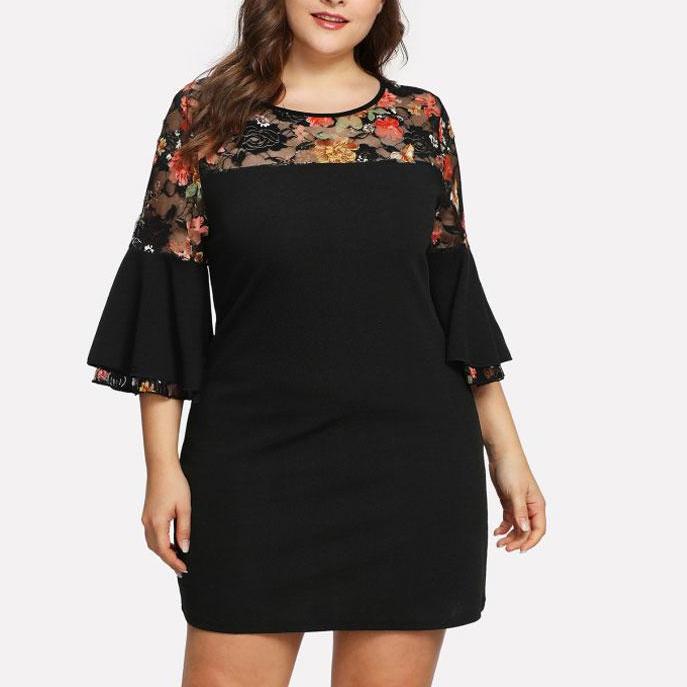 Floral Lace Shoulder Dress