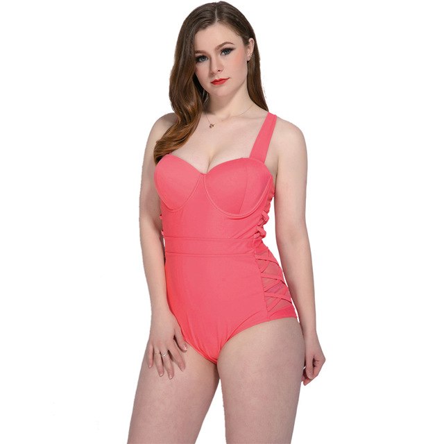 Plus Size Swimwear One Piece Swimsuit 2018 Retro Swimming Suit for Women Bathing Suit Beach Push Up Padded Large Size Swimsuit