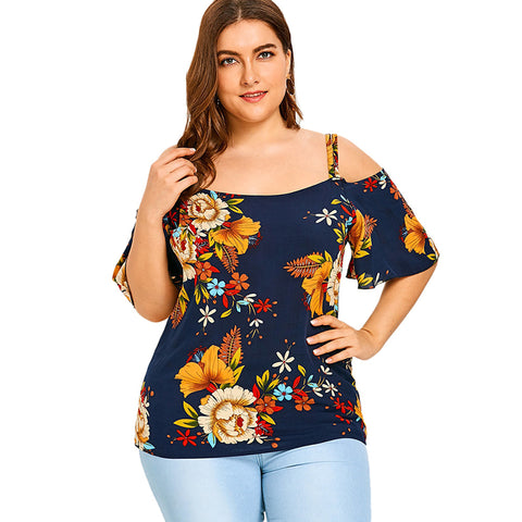 Shoulder Floral Printed Boho Blouses