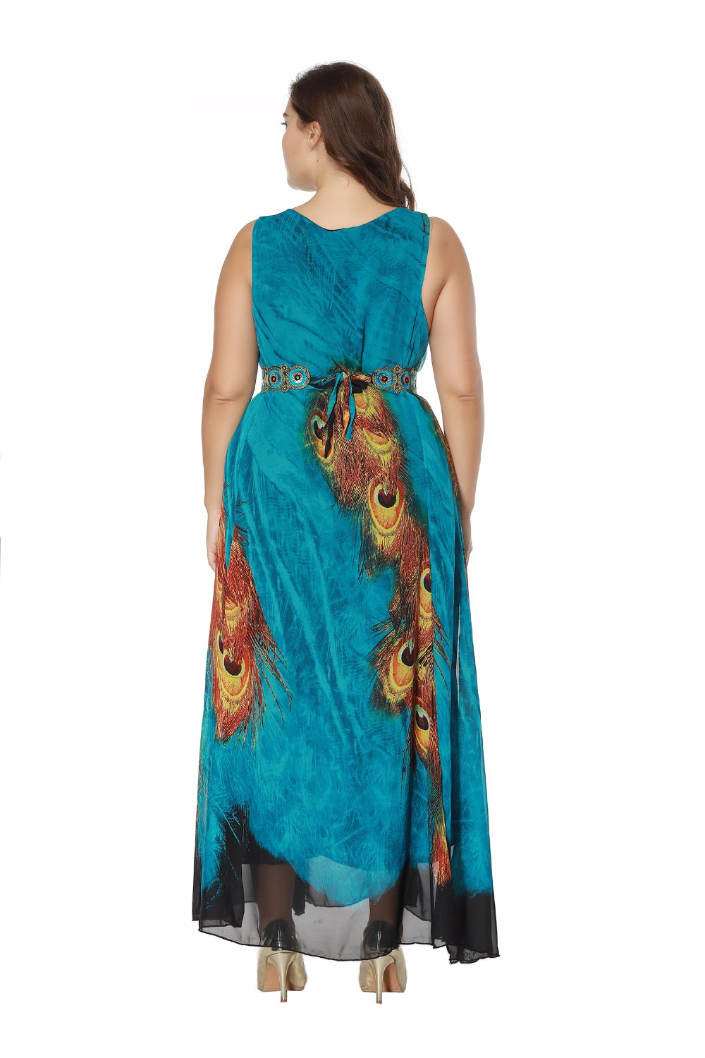 Blue Maxi Dress  printed Motifs