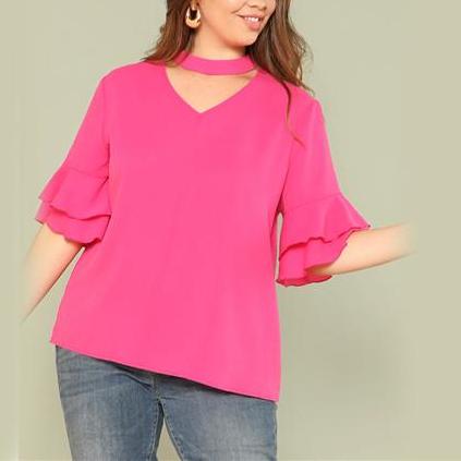 Plus Size Prink Blouse Top