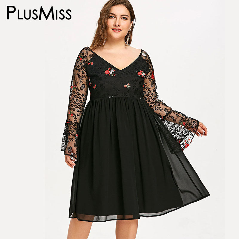 Embroidery Mesh Chiffon Dresses