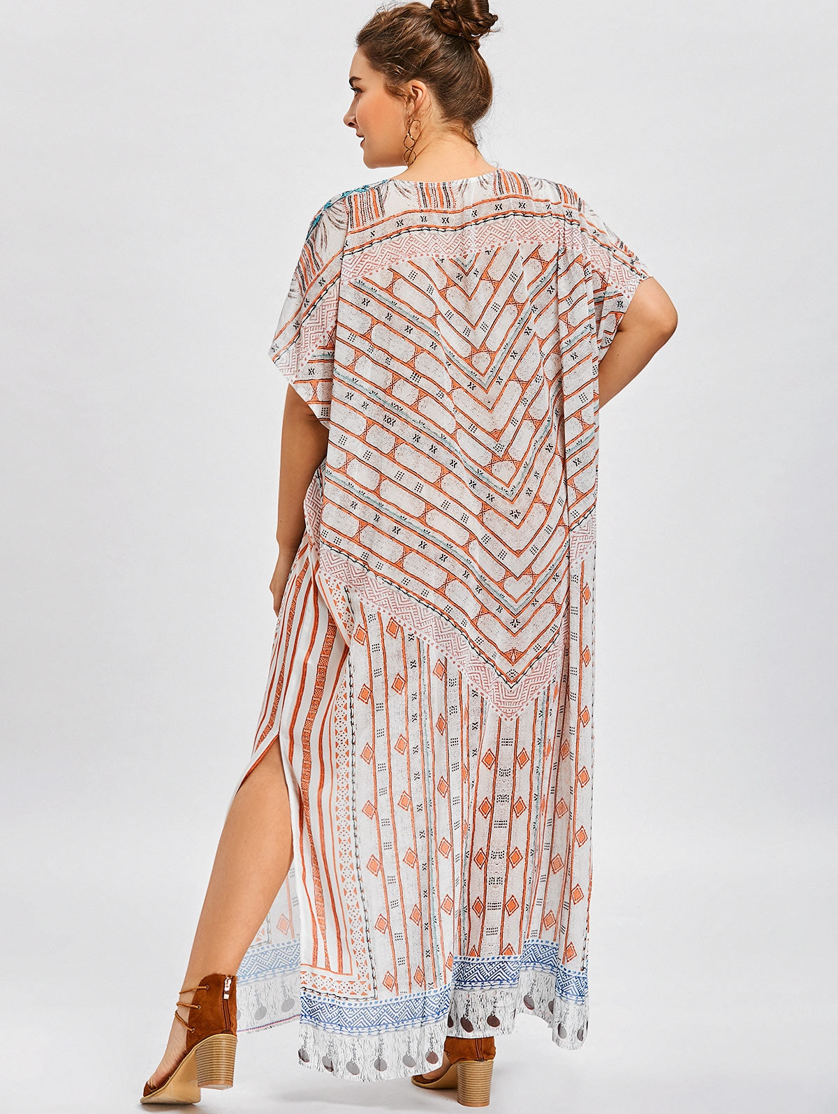 Plus Size Batwing Sleeve Boho Maxi Dress