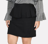 Plus Size Black High Waist Skirt